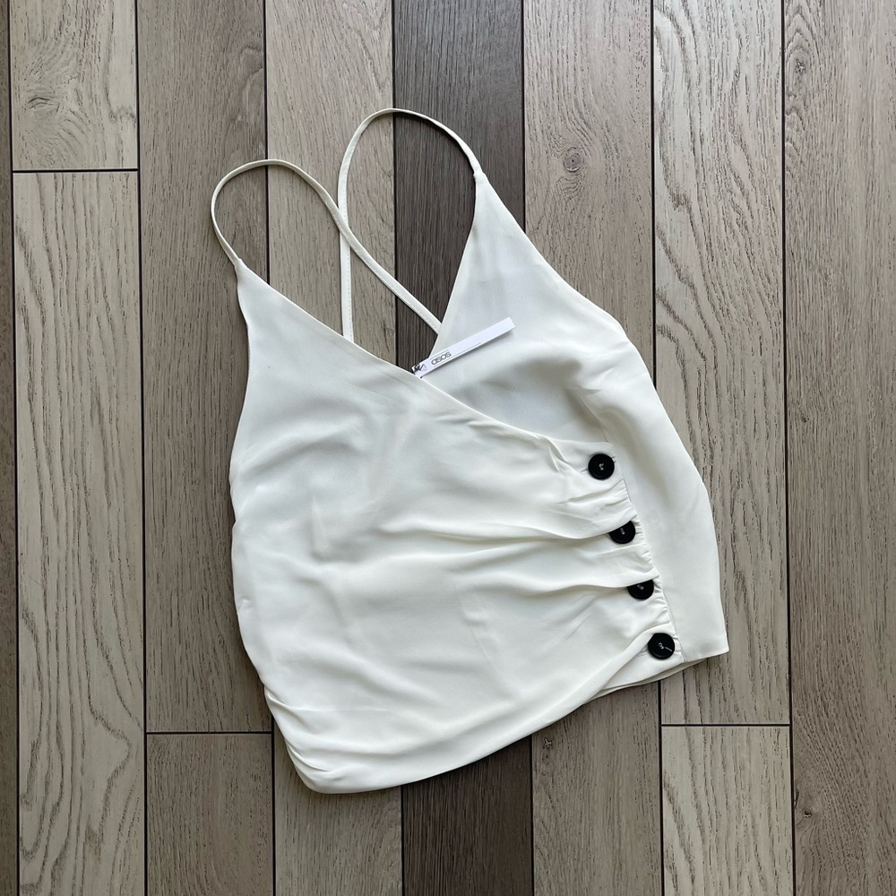 ASOS White Button-Detail Sleeveless Top
